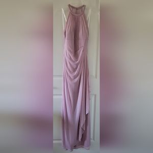 David's Bridal Lavender Long Mesh Bridesmaid Dress Illusion Neckline